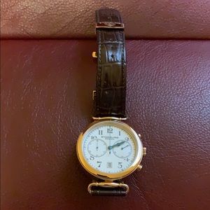 Stuhrling Mens Watch Gold with Brown Leather